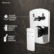 Cube Brass Diverter Set with Multi Flow Overhead Wall Mount Shower ,Bath Tub Spout and Handshower- by Specule
